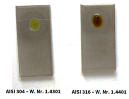 Réactif Molybdène IC2 — identification nuances inox 304 et 316