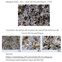 Réactif NITAL — examen macrographique acier au carbone